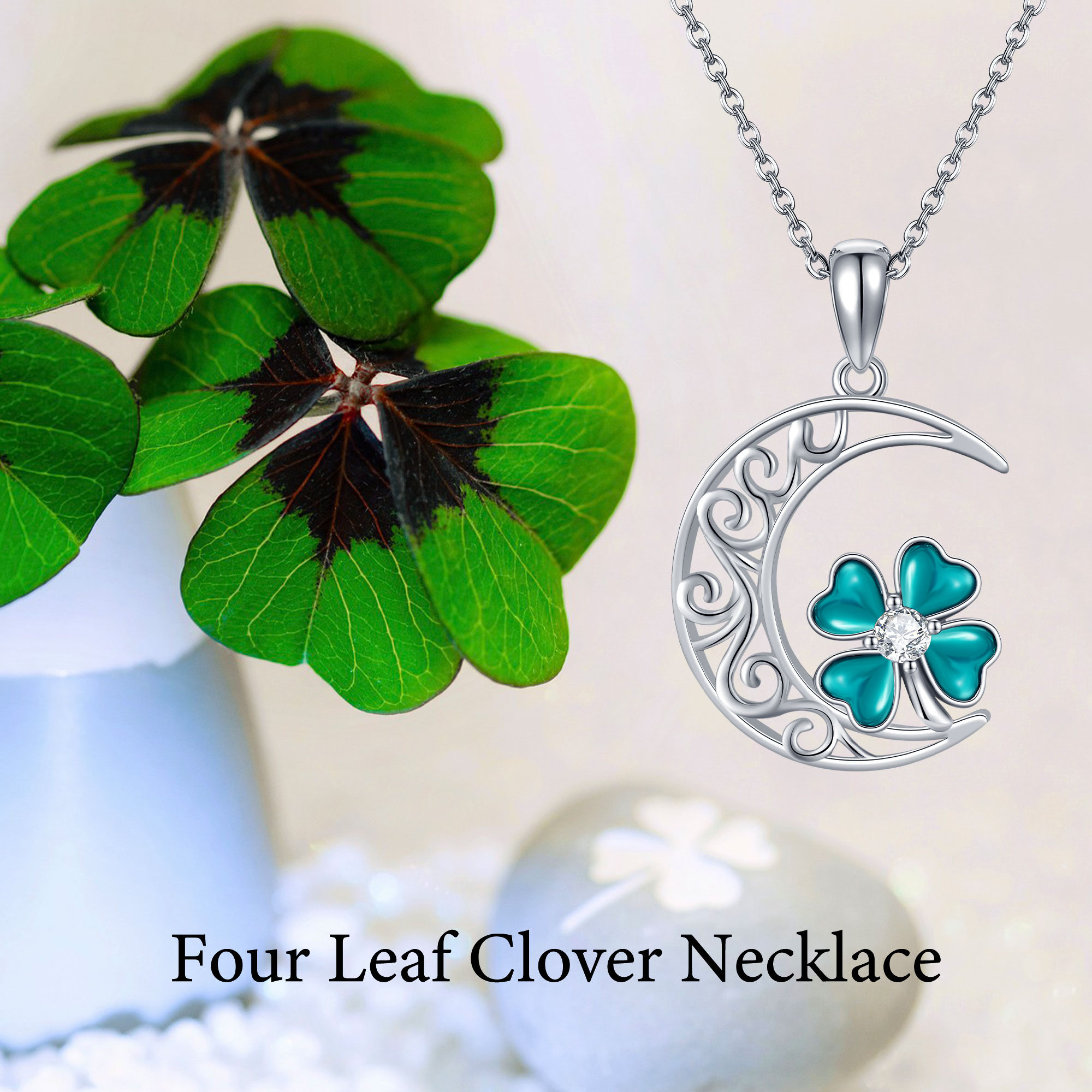 Women's 925 Sterling Silver Four Leaf Clover Necklace